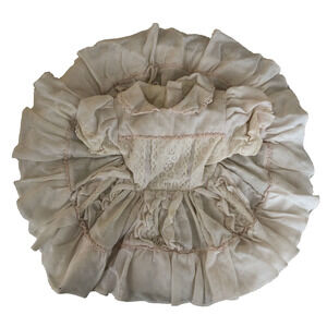 Vintage Martha's Miniatures Dress Fussy T2 White Pink Lace Ruffles Circle Skirt